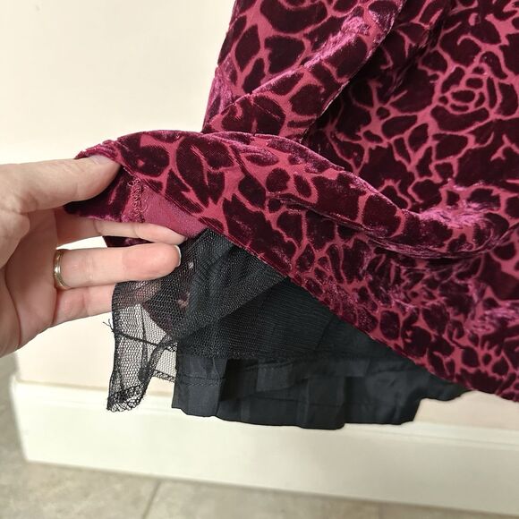 Muse Boston Proper Velvet Dress 12 Midi Sleeveless Floral Burgundy - Picture 4 of 10